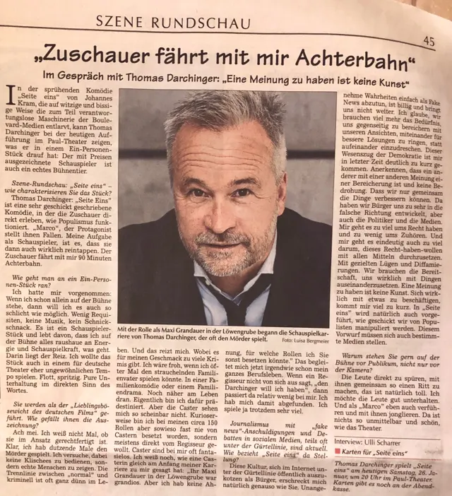Straubinger Tagblatt: „Zuschauer fährt mit mir Achterbahn“